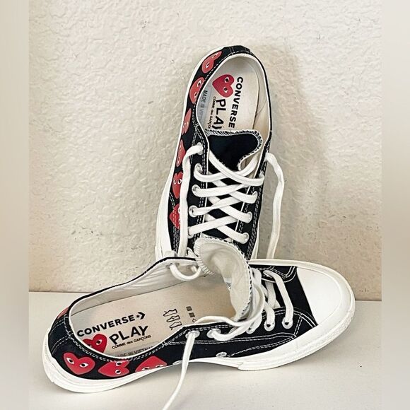 comme des garçon play x converse chuck 70 multi heart black sneakers W8.5/M6.5 - Picture 13 of 16